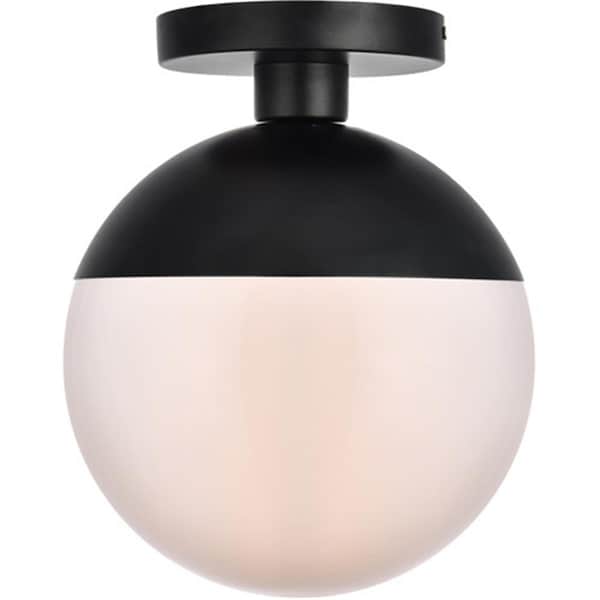 Cling Eclipse 1 Light Flush Mount Ceiling Light with Frosted White Glass; Black CL2957916 - main